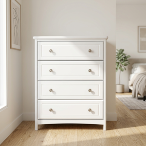 Commode à 4 tiroirs haute capacité, organisateur de rangement durable en Radiata/MDF, commode en bois profonde pour chambre et appartement - Product Image 1