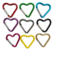 Porte-clés en forme de cœur, mini mousqueton en aluminium durable, à dégagement rapide, avec verrouillage automatique, forme en D, crochet à ressort
