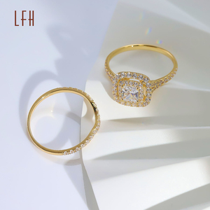 แหวนทองคำแท้18K สุดหรูแหวนแต่งงาน CZ สีขาวตัดกลมแหวนหมั้นสำหรับผู้หญิงทองแท้เครื่องประดับ18K มีใบรับรอง - Product Image 6
