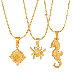 Joolim 18K Gold Plated Small Cute Animal <strong>Crab</strong> Bird Bee Eye Sea Horse Necklace Stainless Steel Tarnish Free <strong>Jewelry</strong> Wholesale - Product Image 2