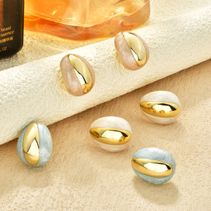 Fashion Stud <b>Earrings</b> Resin Gold Plated Women's 2026 New Trendy Design - Product Image 1