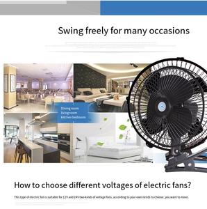 Fabricants produisent un ventilateur électrique de voiture de 10 pouces, ventilateur de voiture entièrement scellé avec clip, ventilateur à tête oscillante - Product Image 6