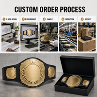 Ensemble de supports pour ceintures de champion, finition dorée personnalisée, présentoir en cuir pour récompenses de ligue, boîte cadeau, fabricant