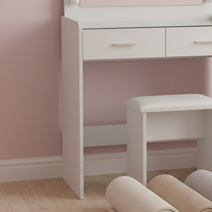 Table de maquillage moderne en bois pour filles avec miroir, tiroirs et lumière LED - Product Image 3