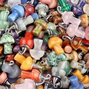 Cristal natural ágata amatista piedras preciosas semipreciosas talladas sombrero hongo colgante DIY accesorios para Navidad magia - Product Image 6