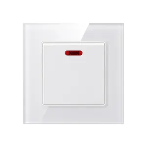 A5 UK/EU Standard Tempered Glass Panel Push Button Combo Electrical Wall Light Switches Outlet Switch