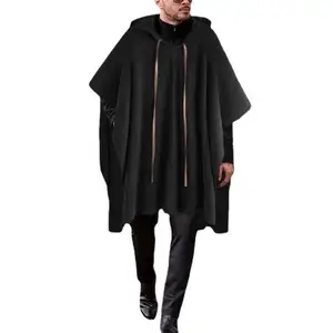 Hot Sale Cloak Coat Hooded Mid-length Overcoat Fashion Casual Men Long Coat