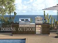 Cuisine extérieure scandinave minimaliste, armoire de cuisson modulaire, unité adaptée aux intempéries pour la construction d'un espace de vie en plein air