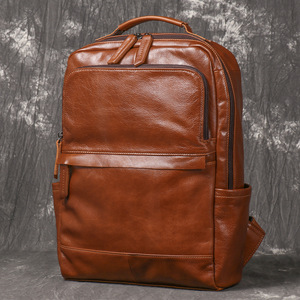 European and American Retro Style Men's Travel <b>Backpack</b> Large Capacity Women's Genuine Cowhide <b>Leather</b> <b>Laptop</b> <b>Backpack</b> - Product Image 5