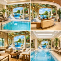 Mural de Pared Personalizado para Piscina, Lienzo al Óleo, Papel Tapiz Tropical para Piscina, Decoración de Pared a Medida para Hotel, Piscina, Spa, Resort