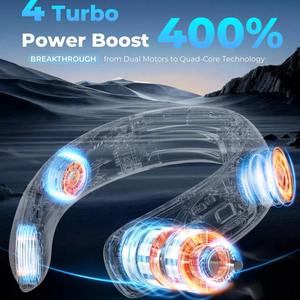 Nuevo Ventilador de Cuello Portátil, 4 Ventiladores de Cuello sin Aspas Turbo, 4000mAh, Recargable por USB, 360° Ventilador de Refrigeración de 3 Velocidades con Pantalla LED - Product Image 5