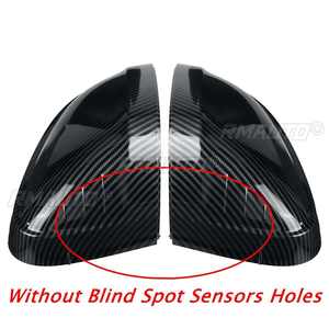 2 pièces Coques de rétroviseurs latéraux noires pour Audi A4 B9 S4 A5 S5 RS5 2017 2018 2019 2020 Noir brillant/Fibre de carbone - Product Image 4