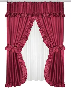 Elegant Jacquard Weave Double Waterproof Double Swag Valance <strong>Shower</strong> <strong>Curtain</strong> With <strong>Peva</strong> Liner - Product Image 1