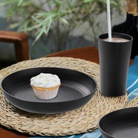 Lot de 16 pièces de vaisselle réutilisable sans BPA, personnalisable avec logo, ensemble de vaisselle en plastique écologique, assiettes, bols et tasses en PP