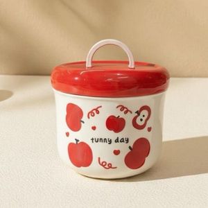 Apple Heart Shaped Round Lunch Box 0.9L Leak Proof Plastic Lid Stainless Steel Bowl For Adults - Product Image 3