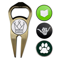 Fabricant d'accessoires de marqueurs de balles de golf de conception personnalisée pince à chapeau et outil de réparation de divot de golf magnétique en métal