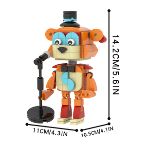 MOC1655-1658 Glamrock Freddy Glamrock Chica Montgomery Gator Roxynne Wolf <span class=keywords><strong>FNAF</strong></span> jeu d'ours de nuit bricolage blocs de construction enfants jouets - Product Image 6