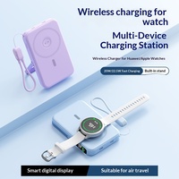 Chargeur sans fil magnétique, batterie externe, charge rapide, 10000 mAh, 22,5 W, écran LED, Li-polymère, ultra-fin, câble en plastique, montre mobile