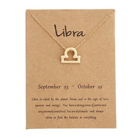 Cadeau d'anniversaire plaqué or 12 signes du zodiaque pendentif carte de vœux charme chaîne en or ras du cou collier d'astrologie bijoux pour femmes