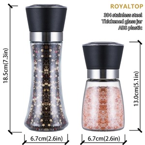 Utensilios de cocina Molinillo de condimentos de especias cortas de 160ml Botella de vidrio Molinillo de sal y pimienta manual con logotipo personalizado - Product Image 5