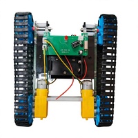 Kit Robot Tank Kendali Jarak Jauh 2.4G DIY Edukasi Anak Rakitan Sendiri Bahan Plastik ABS Hitam/Biru Termasuk Baterai AA/9V