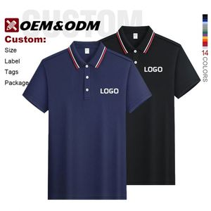 เสื้อโปโลปักลาย พิมพ์ลาย ผ้าฝ้ายผสมโพลีเอสเตอร์ สแปนเด็กซ์ แห้งเร็ว ระบายอากาศดี เหมาะสำหรับกีฬากอล์ฟ ชุดยูนิฟอร์มบริษัท ชุดทำงานบุรุษ - Product Image 1