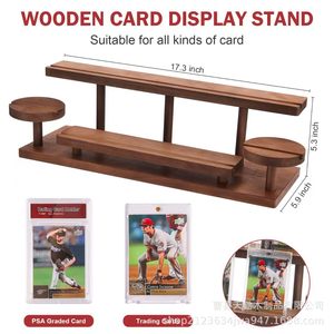 Wooden Trading Card Display Rack 4 Tier <b>Large</b> Capacity Desktop Stand For Collectibles And Photo Showcases - Product Image 3