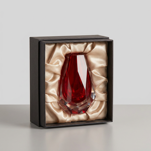 Crystal <b>Vase</b> <b>Red</b> Faceted Geometric Design Handmade Eco-Friendly Wedding Tabletop Decor Modern Style - Product Image 6