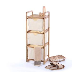 Cesto <span class=keywords><strong>de</strong></span> almacenamiento <span class=keywords><strong>de</strong></span> <span class=keywords><strong>ropa</strong></span> sucia <span class=keywords><strong>de</strong></span> bambú, cesto separador con tela blanca y 4 ruedas giratorias - Product Image 3