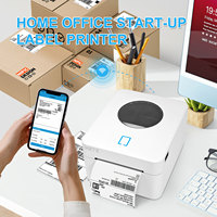 Printer Label Thermal Desktop 4 inci dengan Perekat, Mesin Cetak Barcode Nirkabel untuk Pengiriman dan Bisnis Kecil