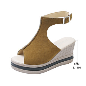 Women European and American Style Wedge <b>Sandals</b> Summer New Thick Sole Platform Hollow Buckle Peep Toe <b>Sandals</b> - Product Image 6