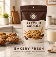 Sachet Doypack personnalisé imprimé finition mate 500g pour biscuits aux pépites de chocolat, emballage alimentaire pour boulangerie