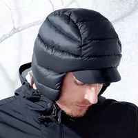 Chapeau d'hiver unisexe en nylon et toile matelassé avec rembourrage en duvet, à rabats pour les oreilles, coupe-vent, réglable, fabriqué en Chine