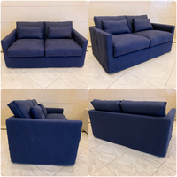 Abnehmbarer Bezug Leinen Baumwolle 2-Sitzer Sofa Sessel 70% Schaumstoff-Füllung Tiefer Sitz Akzent-Armlehnstuhl Modern Apartment Villa Wohnzimmer