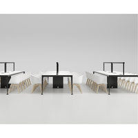 Vente directe d'usine, table d'étude extensible moderne pour plusieurs personnes avec éclairage LED, design ergonomique en bois et aluminium pour usage scolaire