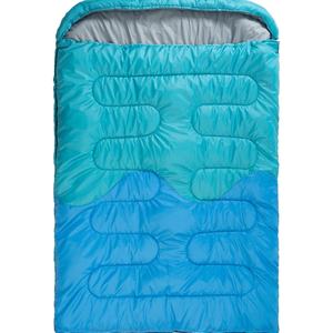 Теплый конверт с капюшоном спальный мешок двойной ширины три сезона Водонепроницаемый Кемпинг пара спальный мешок подходит для семьи - Product Image 1