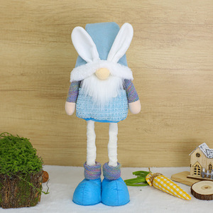 Knitted <b>Easter</b> Bunny Gnome Plush Tall Stretchable Leg Standing Rabbit Tomte for 2026 Spring Shelf Sitter Farmhouse Home Decor - Product Image 4
