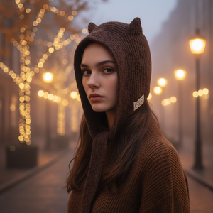 <span class=keywords><strong>Bonnet</strong></span> Cache-oreilles Intégré en Tricot <span class=keywords><strong>avec</strong></span> Oreilles de Chat Mignonnes pour <span class=keywords><strong>Femme</strong></span>, Style Coréen, <span class=keywords><strong>Bonnet</strong></span> à Capuche Pull-over, Protection Chaude des Oreilles pour l'Hiver en Extérieur - Product Image 1