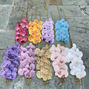 BF-OD01 Fleurs d'orchidées artificielles Phalaenopsis blanches à toucher réel, <span class=keywords><strong>9</strong></span> têtes, tige unique, orchidées bleues, vente en gros - Product Image 1