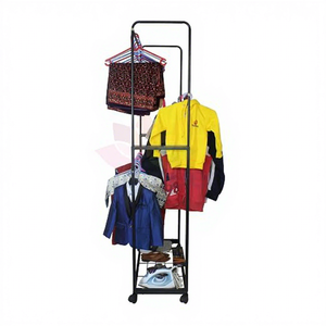 Perchero Metálico de Dos Niveles con Ruedas, Estilo Minimalista, Organizador de Ropa - Product Image 5