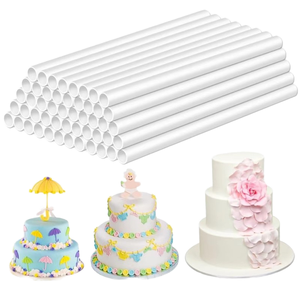 Kit d'Outils de Pâtisserie pour Gâteau, 1.2*24cm, Tiges Supports en Plastique Blanc, Épingles pour Gâteau à Niveaux Creux, Empilage de Gâteaux de Mariage - Product Image 1