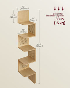 <span class=keywords><strong>VASAGLE</strong></span>-Estante flotante de 5 niveles para sala de estar, estante de esquina estilo bohemio, estante de pared de ratán de PVC - Product Image 6