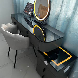Zxm Smart Furniture Modern Simple Multi-functional Princess <b>Dressing</b> <b>Table</b> Side Cabinet <b>Vanity</b> With <b>Mirror</b> Chair Smart <b>Table</b> - Product Image 5
