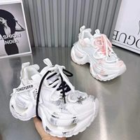 Baskets Chunky Rétro à Plateforme pour Femme, Style Dad Shoes, avec Effet Vieilli, Peintes, Motif Graffiti et Semelle Ondulée