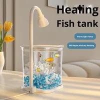 Aquarium de bureau rectangulaire mini LED moderne, éclairage ultra-clair, écologique, accessoire d'aquarium en acrylique