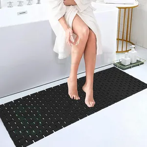 Badmatten Zwart Hoge Kwaliteit Antislip Douchemat Opvouwbaar Bamboe Tapijt Antislip Badkamer Modern Voor Badkuip