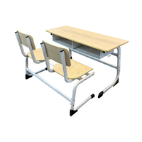 Tables d'école ergonomiques en MDF, mobilier scolaire, bureau et chaise scolaires à deux places avec boîte à livres, mobilier éducatif, bureaux doubles pour étudiants