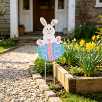 Décoration de jardin ODM OEM : Poteau décoratif Lapin de Pâques mignon avec œuf de Pâques pour l'extérieur au printemps