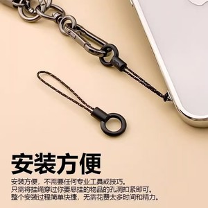 Mini cordon rond pour téléphones portables, chaîne anti-perte, cordon décoratif noir avec points noirs et jaunes, matériau en Polyester - Product Image 1