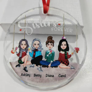 رخيصة بالجملة 3 بوصة فارغة الكريستال شجرة عيد الميلاد الحلي شنقا مخصصة جولة فارغة الزجاج الحلي للنقش بالليزر - Product Image 3